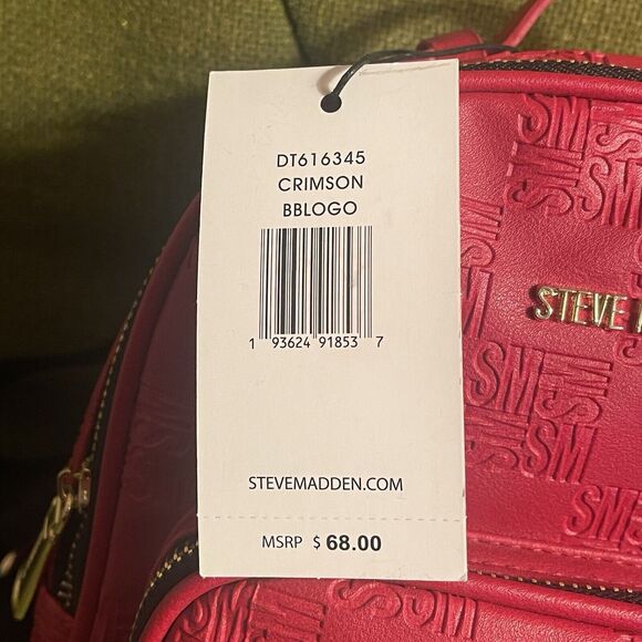 Steve Madden Embossed Pattern Crimson Red Mini Backpack NEW WITH TAGS Rare main image 15